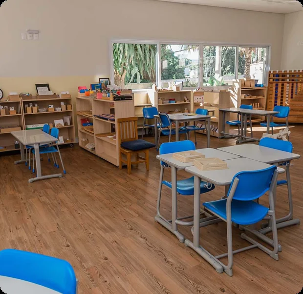Sala da Educação Infantil do Múltiplo, com mobiliário Montessori